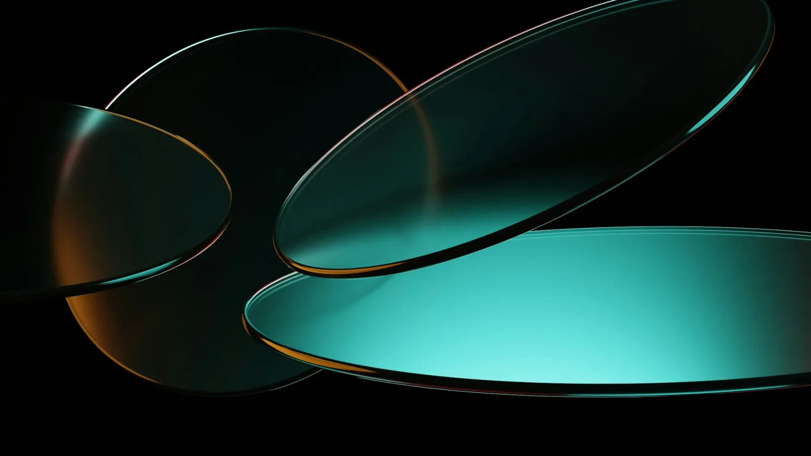 Slider Titelbild grünlich runde Glasscheiben die ineinander laufen